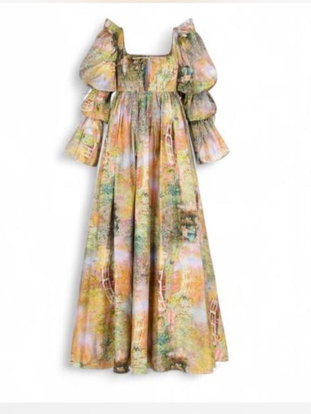 Selkie Monet Bridge Rapunzel Gown Maxi Dress in Lavender, Yellow, Green